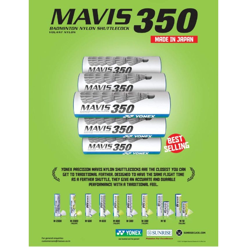 Yonex Mavis 350 Nylon Shuttlecock With Blue Racquetballs Cap (Yellow, Racquetball)