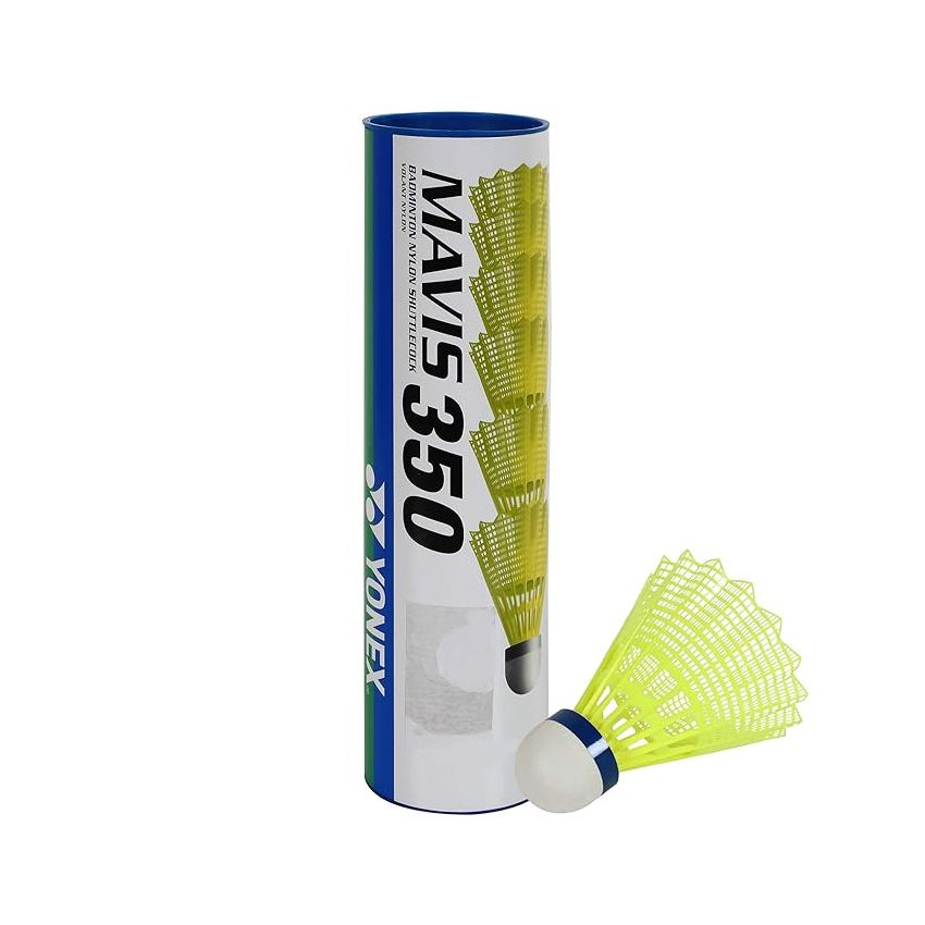 Yonex Mavis 350 Nylon Shuttlecock With Blue Racquetballs Cap (Yellow, Racquetball)