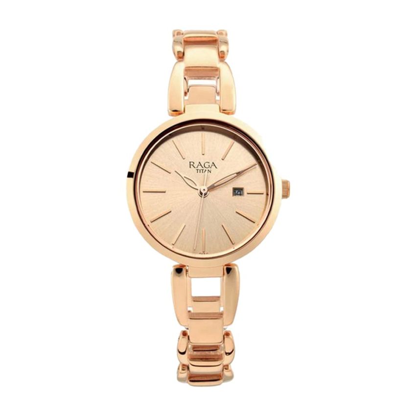 Titan Raga Women's Viva Trendsetter Rose Gold Metal Analog Watch-NS2642WM01