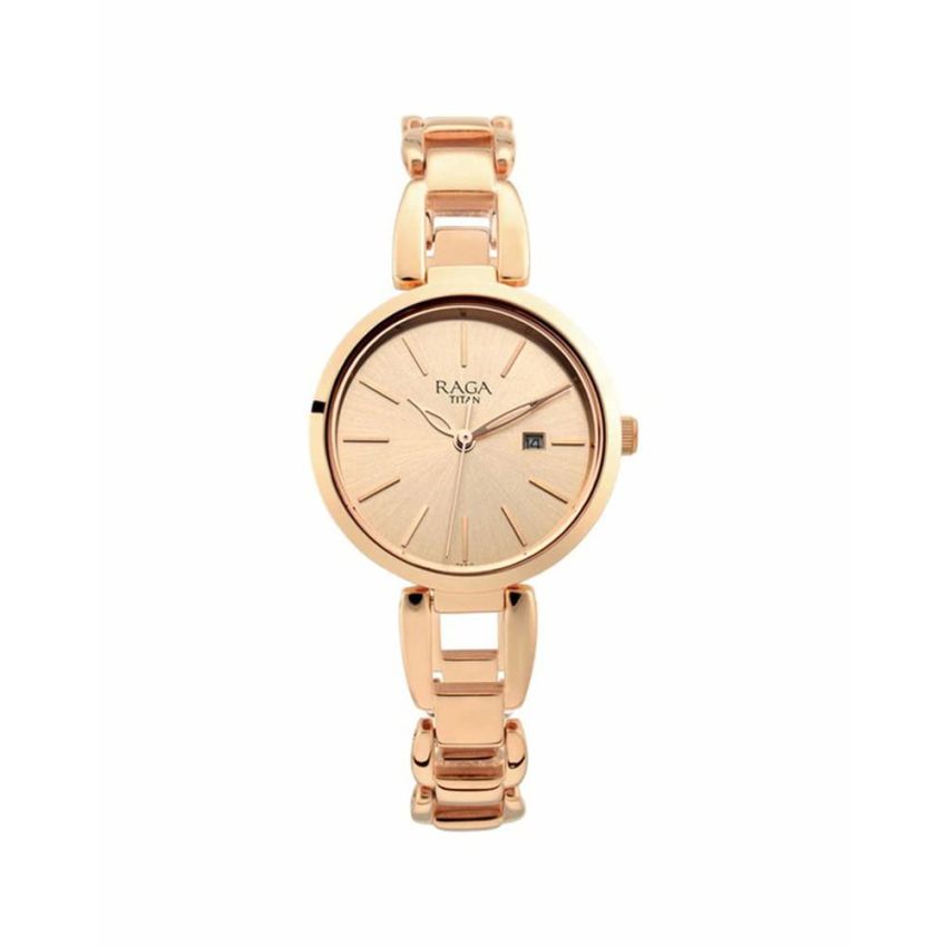 Titan Raga Women's Viva Trendsetter Rose Gold Metal Analog Watch-NS2642WM01