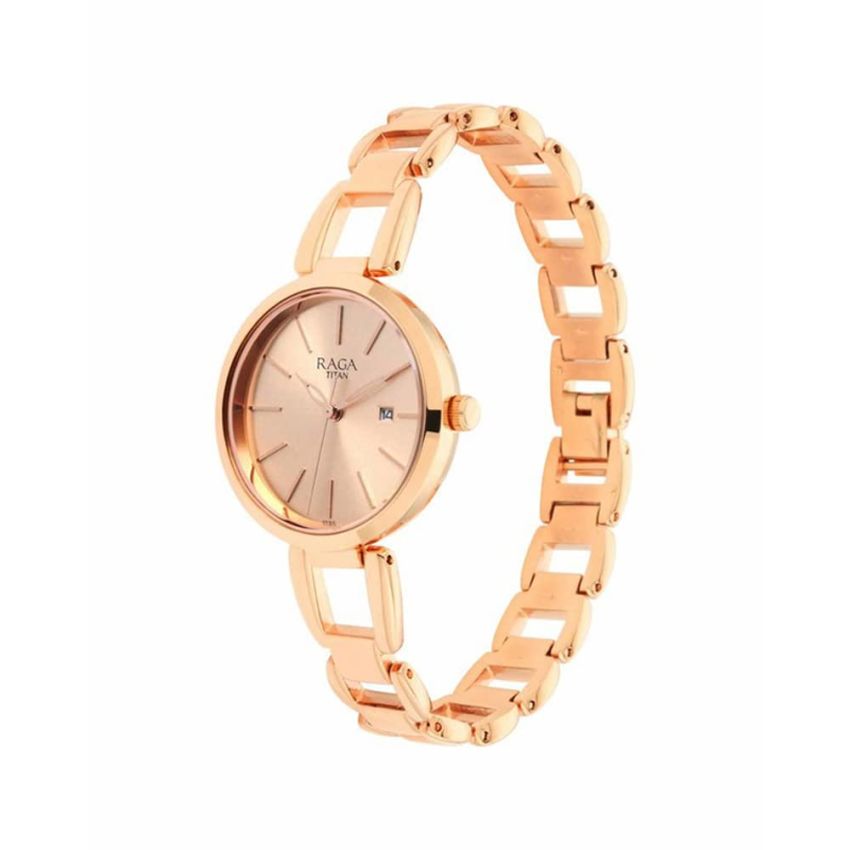 Titan Raga Women's Viva Trendsetter Rose Gold Metal Analog Watch-NS2642WM01