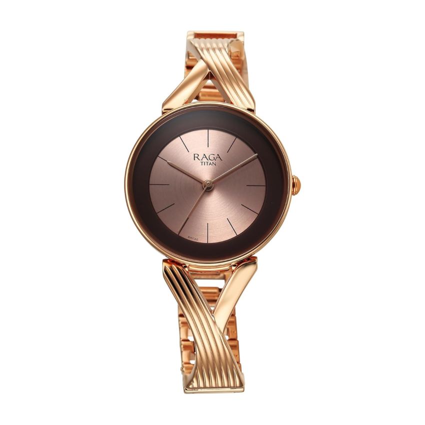 Titan Raga Chic Quartz Analog Rose Gold Dial Metal Strap Watch for Women-2698WM01/NT2698WM01