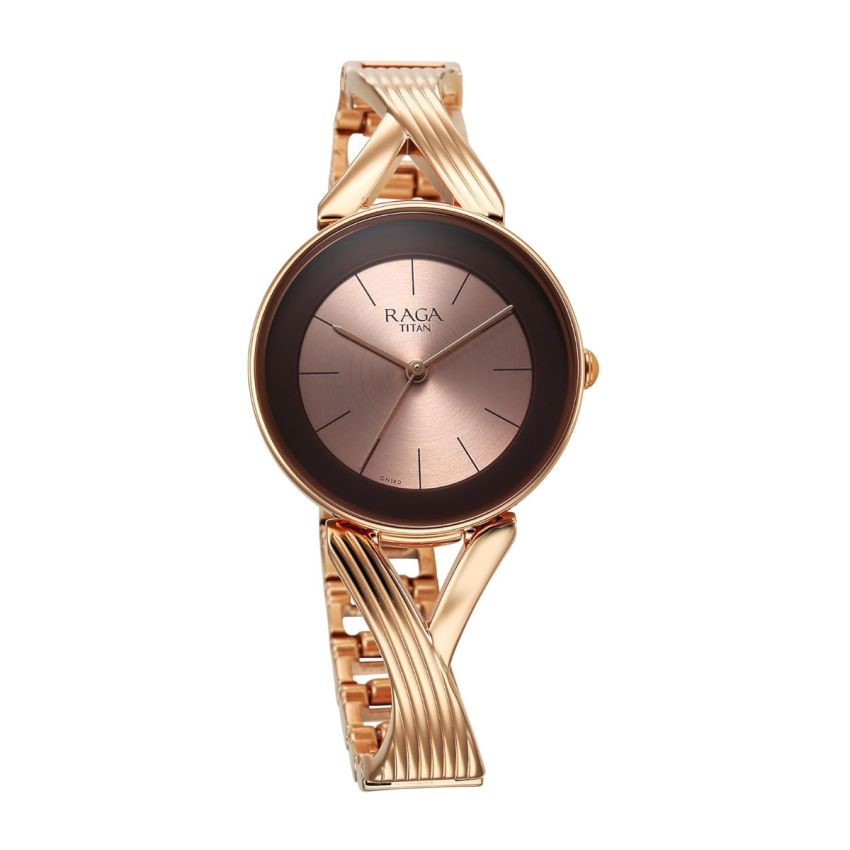 Titan Raga Chic Quartz Analog Rose Gold Dial Metal Strap Watch for Women-2698WM01/NT2698WM01