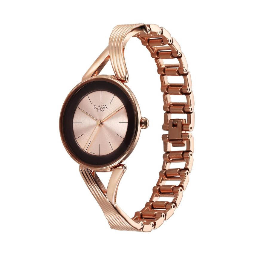 Titan Raga Chic Quartz Analog Rose Gold Dial Metal Strap Watch for Women-2698WM01/NT2698WM01
