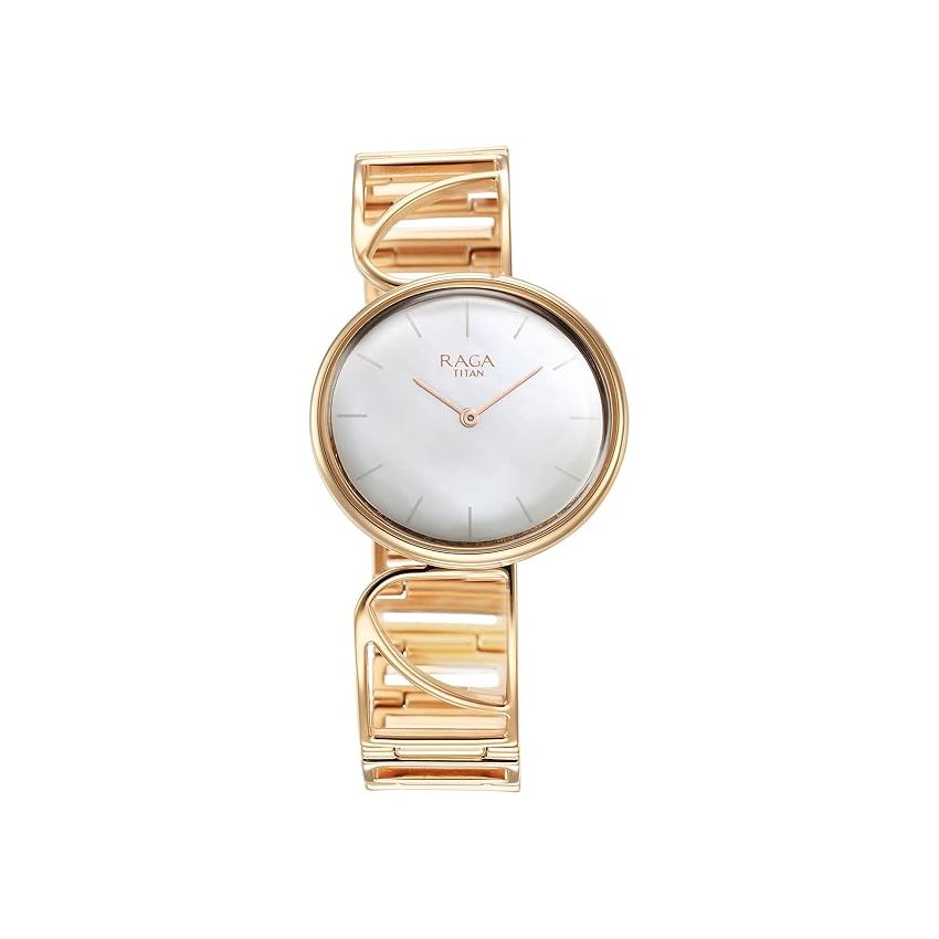 Titan Raga Power Pearls Quartz Analog Mother of Pearl Dial Metal Strap Watch for Women-NS95226WM01F/NT95226WM01F