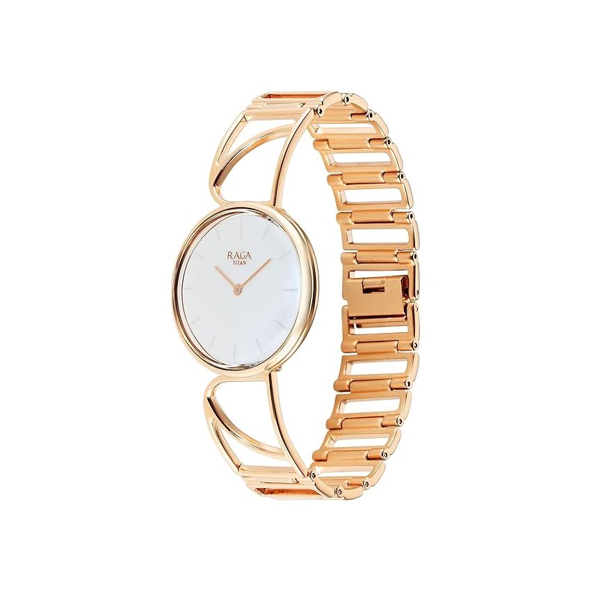 Titan Raga Power Pearls Quartz Analog Mother of Pearl Dial Metal Strap Watch for Women-NS95226WM01F/NT95226WM01F