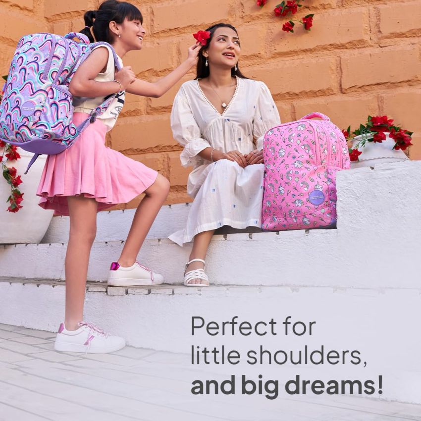 American Tourister Starlet, 25.5L Volume School Backpack with Front Organizer and Spacious Interiors for Girls & Women - Rainbow Hues