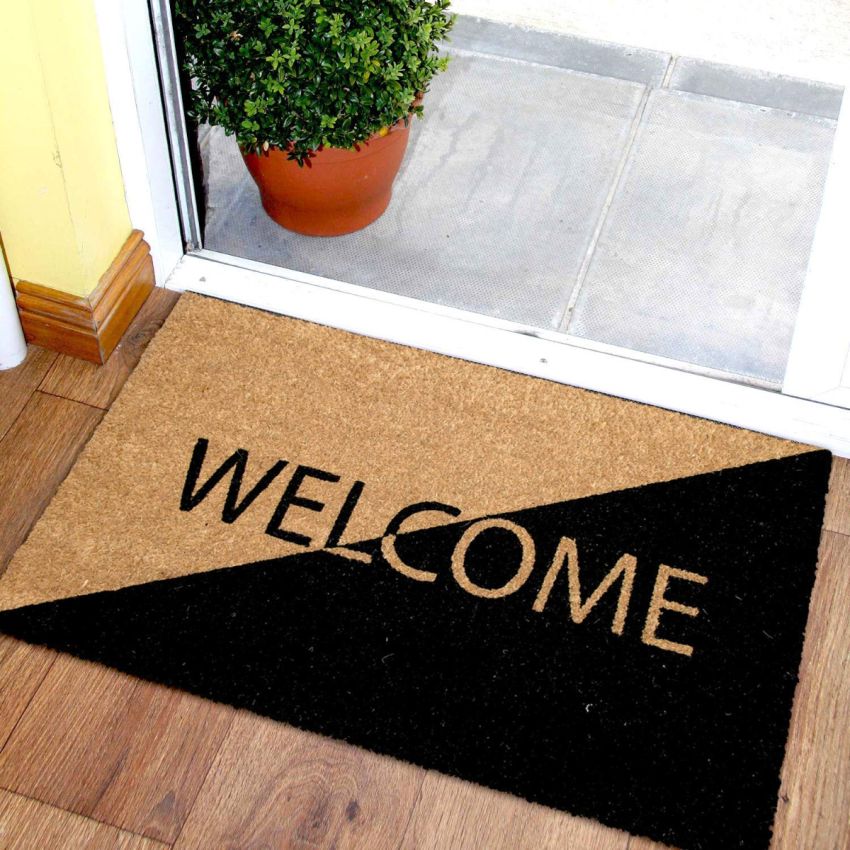 Onlymat Welcome Dual Theme Modern Printed Anti-Slip Rectangular Doormat Entryway Rug Natural Coir Material with PVC Backing for Outdoor Entrance Home Multipurpose Mats Floor Door Hall Drawing Room Living Room (75cm x 45cm)