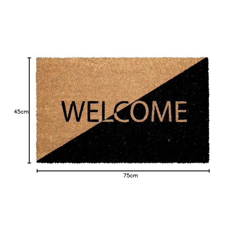 Onlymat Welcome Dual Theme Modern Printed Anti-Slip Rectangular Doormat Entryway Rug Natural Coir Material with PVC Backing for Outdoor Entrance Home Multipurpose Mats Floor Door Hall Drawing Room Living Room (75cm x 45cm)