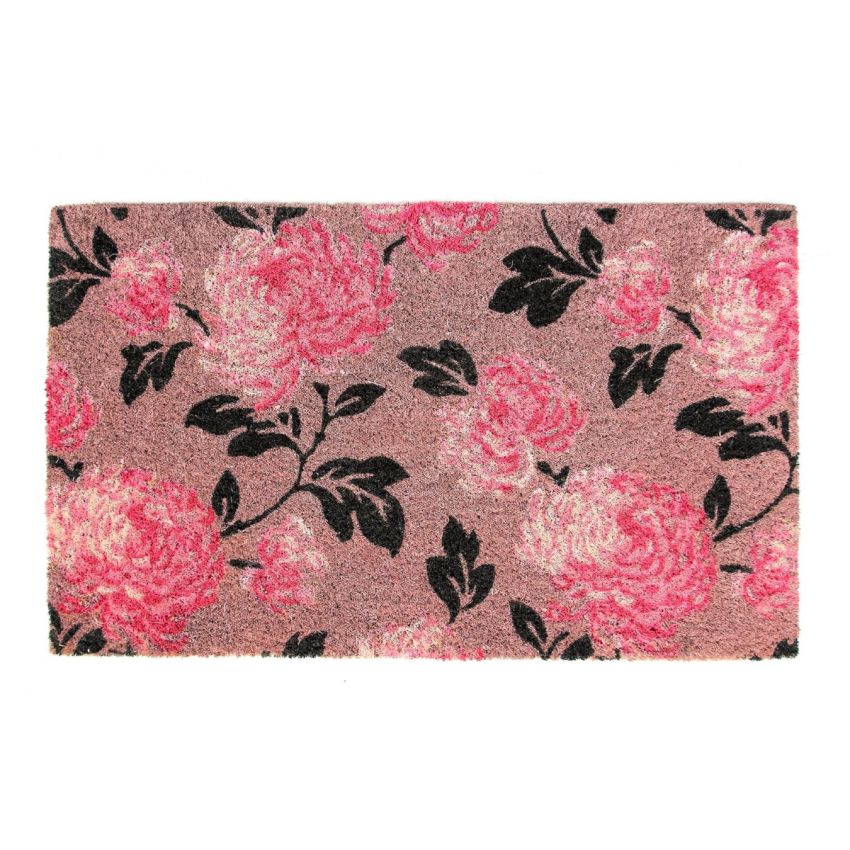 Onlymat Coir Doormat for Entrance, Non Slip Door Rectangular Rug with Heavy Duty PVC Backing, Perfect for Indoor-Outdoor Use with Floral Print, Multicolor, 29.72