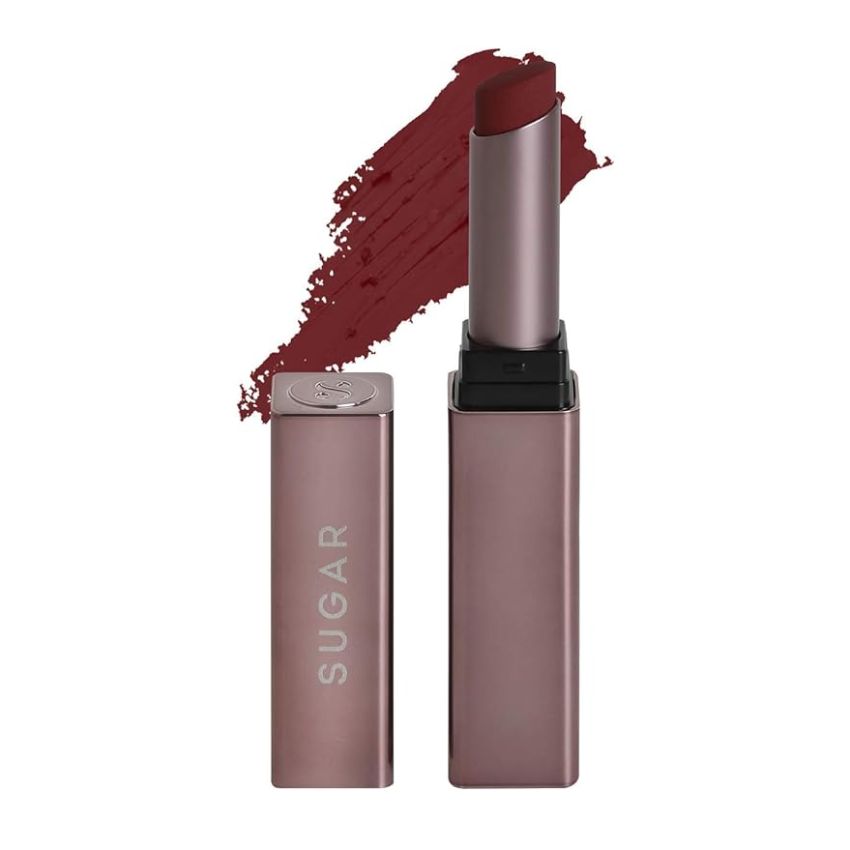 SUGAR Cosmetics Mettle Satin Lipstick | Highly Pigmented & Silky Matte Finish | Creamy Texture | Mango Butter Infused | 2.2 gm - 03 Emma (Reddish Brown)