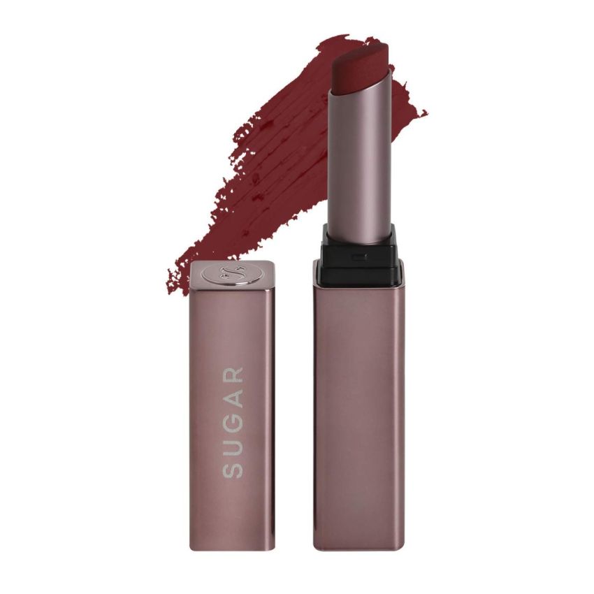 SUGAR Cosmetics Mettle Satin Lipstick | Highly Pigmented & Silky Matte Finish | Creamy Texture | Mango Butter Infused | 2.2 gm - 03 Emma (Reddish Brown)