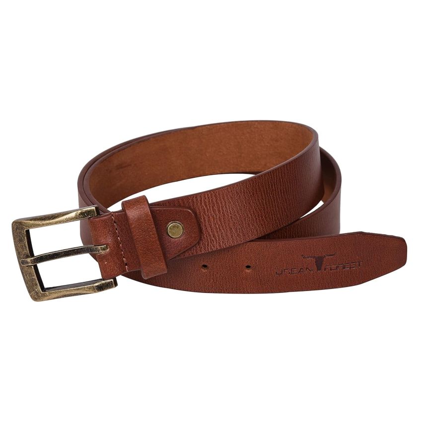 URBAN FOREST Brian Redwood Leather Wallet & Redwood Casual Textured Belt Combo Gift Set for Men