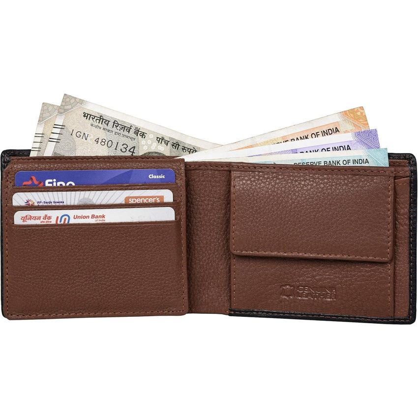 URBAN FOREST Black/Redwood Leather Wallet & Pen Combo Gift Set for Men