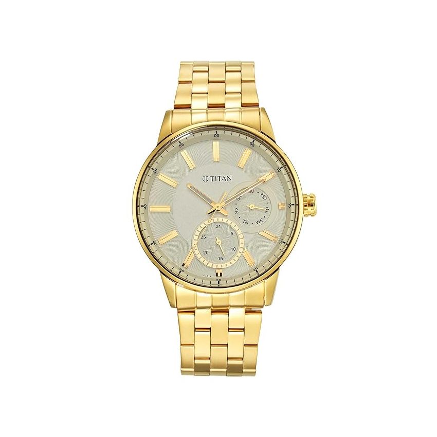 Titan Regalia Opulent White Dial Analog Stainless Steel Strap Watch for Men-NS9441YM02/NT9441YM02