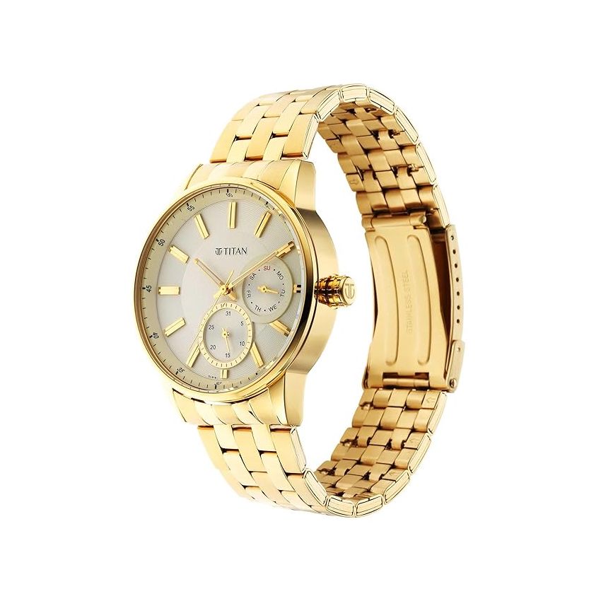 Titan Regalia Opulent White Dial Analog Stainless Steel Strap Watch for Men-NS9441YM02/NT9441YM02