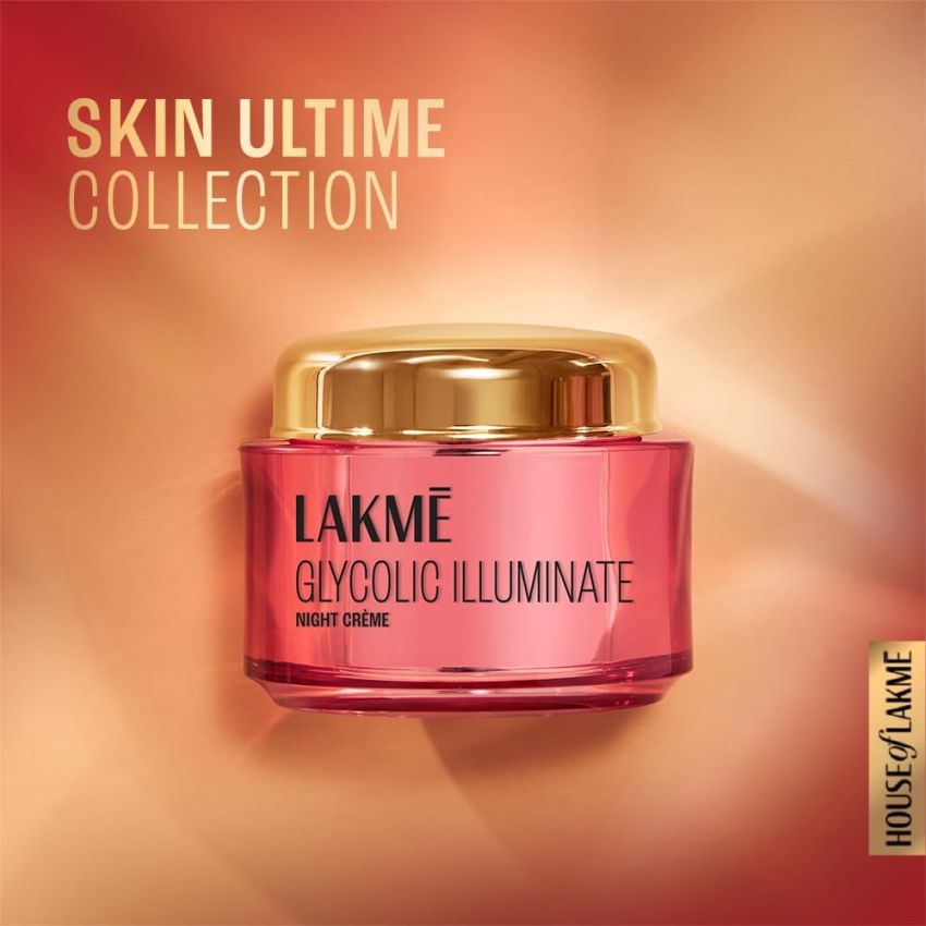 LAKMÉ Glycolic Illuminate Night Cream With Glycolic Acid & 1% Niacinamide For Skin Cell Regeneration, 50G