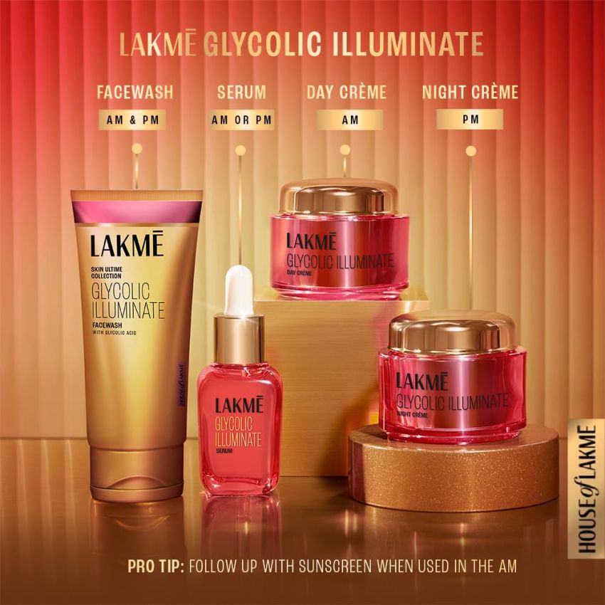 LAKMÉ Glycolic Illuminate Night Cream With Glycolic Acid & 1% Niacinamide For Skin Cell Regeneration, 50G