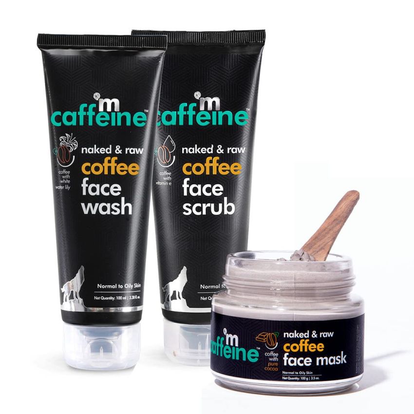 mCaffeine Deep Pore Cleansing Regime | Deep Cleanse, Tan Removal, Blackheads Removal | Face Wash, Face Mask, Face Scrub | For All Skin Types | Value Pack of 3