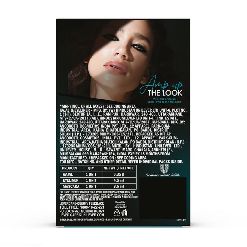 LAKMÉ Eyeconic Collection-Eye Regime Kit (Kajal Pencil, Mascara & Eye Liner), Black, Glossy Finish