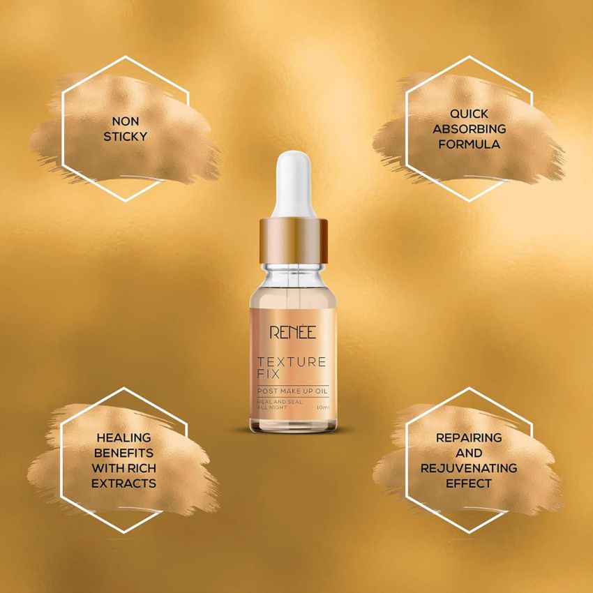 RENEE Texture Fix Post Makeup Oil 10ml |Repairs, Heals & Rejuvenates|Lightweight, Quick absorbing formula with Lock-in Skin Hydration For All Skin Types, Paraben & Cruelty Free