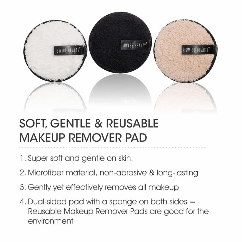 Swiss Beauty Soft & Gentle Cleansing Reusable Makeup Remover Pad| Easily Removes Stubborn Face & Eye Makeup | Pack of 1 | 8gm | Shade-1