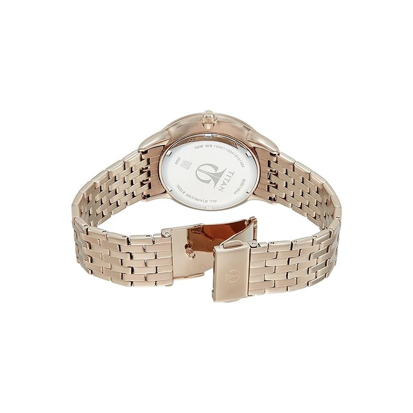 Titan Bandhan Rose Gold Dial Analog with Date Stainless Steel Strap watch for Couple-NS9400194201WM01P/NT9400194201WM01