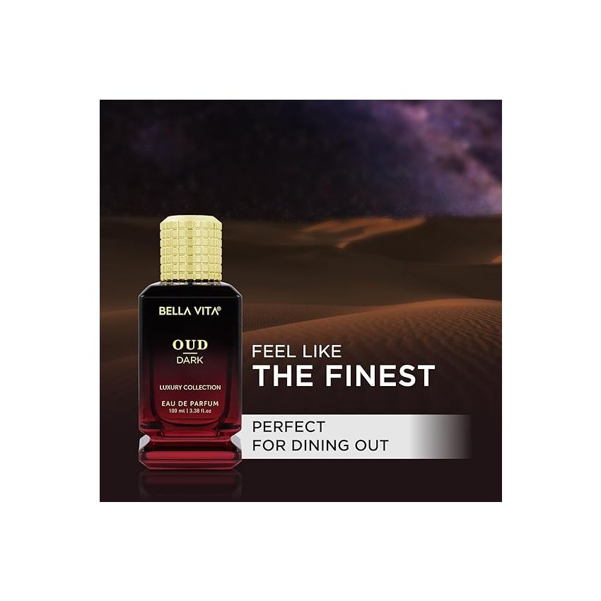 Bella Vita Luxury Men Oud Dark Eau De Parfum Intense Liquid Perfume With Grapefruit, Orris, Vetiver |Woody, Musky Long Lasting Edp Fragrance Scent 100 Ml
