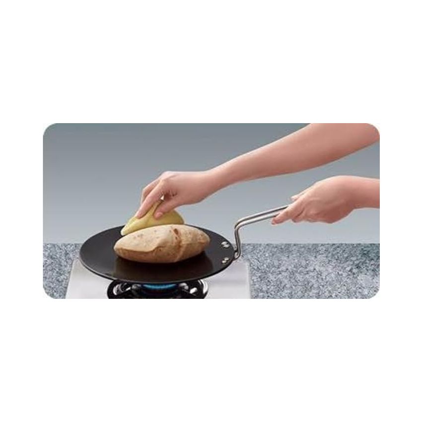 Hawkins Futura Hard Anodised Roti Tava 26cm, 4.88mm Thick Induction Compatible (Black)