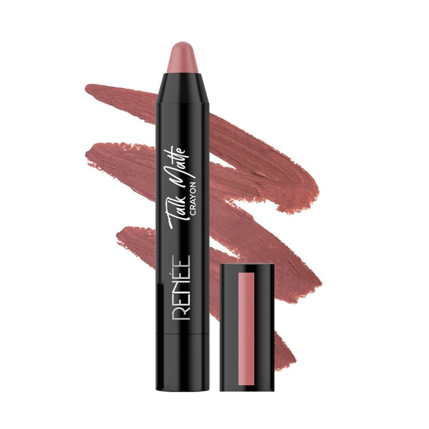 RENEE Talk Matte Crayon Lipstick Nude Roar 4.5g | Hydrating and Long Lasting Formula| Enriched with Vitamin E, Jojoba Oil & Cocoa Butter