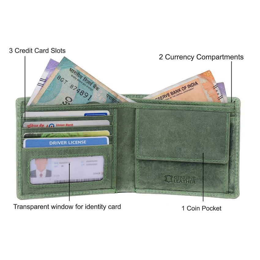 URBAN FOREST Ronn Green Leather Wallet for Men