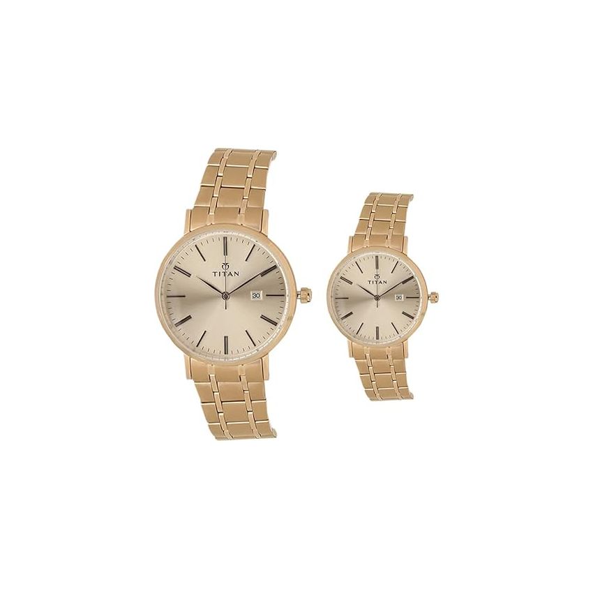 Titan Unisex Metal Modern Bandhan Analog Pink Dial Watch 9400294202Wm01/Nn9400294202Wm01/Np9400294202Wm01, Band Color-Rose Gold