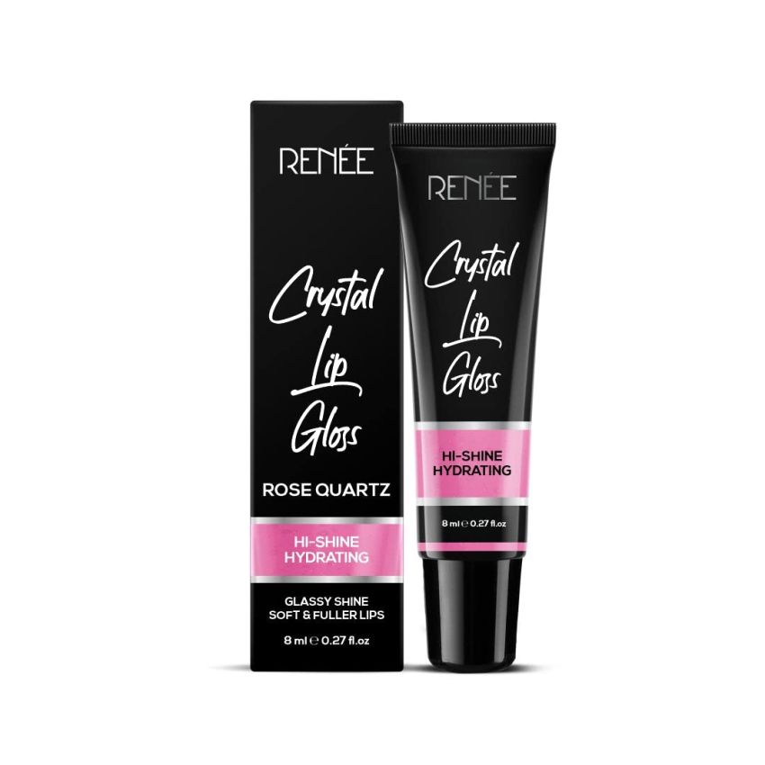 RENEE Crystal Lip Gloss Rose Quartz 8ml | Lightweight & Glossy Non Sticky Formula | Keeps Lips Soft & Hydrated | Gives Lips Look Fuller & Plumper Look