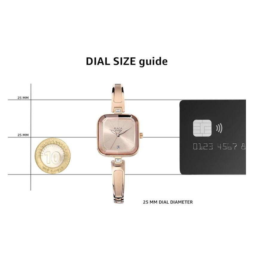 Titan Women's Analog Rose Gold Dial Rose Gold Band Metal Watch