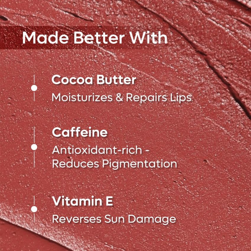 mCaffeine Cocoa Kiss Creamy Matte Lipstick - Rose Martini | Moisturizing & Non Drying, Lightweight & Long Lasting Formula | With Cocoa Butter, Caffeine & Vitamin E | SLS & Paraben Free