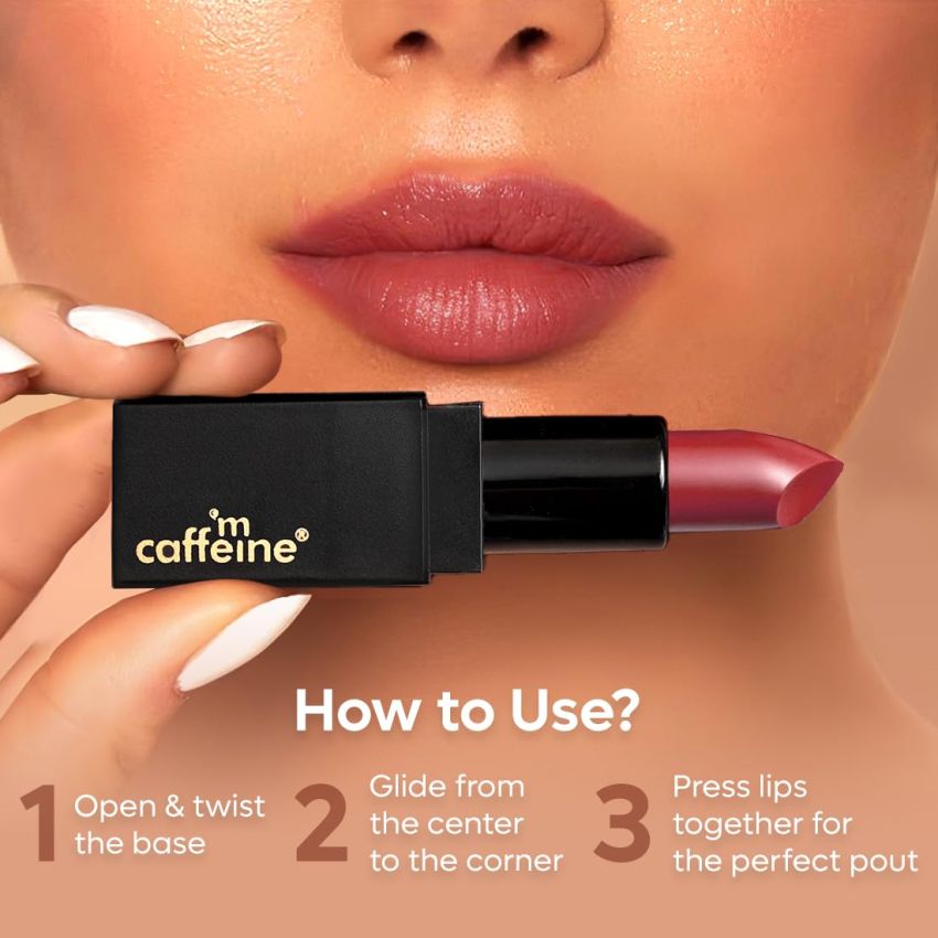 mCaffeine Cocoa Kiss Creamy Matte Lipstick - Rose Martini | Moisturizing & Non Drying, Lightweight & Long Lasting Formula | With Cocoa Butter, Caffeine & Vitamin E | SLS & Paraben Free