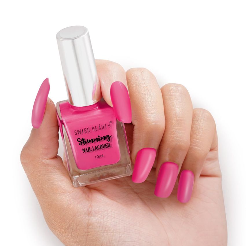 Swiss Beauty Stunning Nail Lacquer | Chip Resistant, Quick drying nail paint | Highly Pigmented with high shine Nail polish | Shade - Rose Petals, 12gm