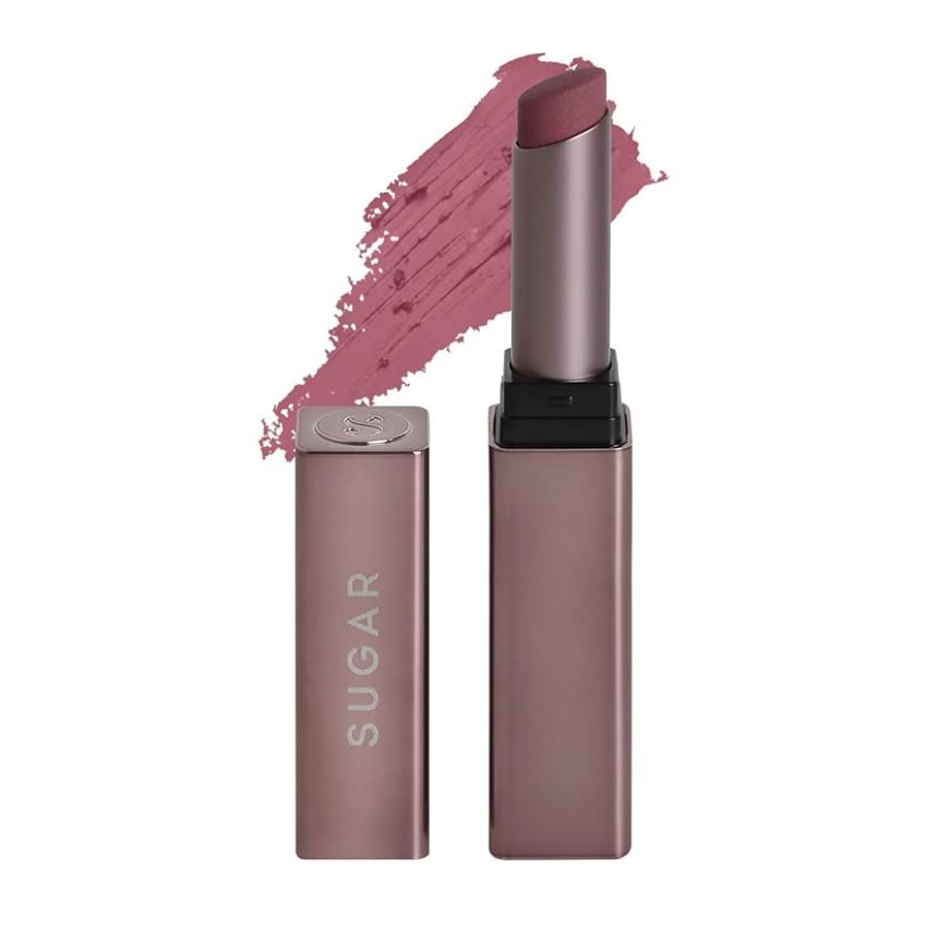SUGAR Cosmetics Mettle Satin Lipstick | Highly Pigmented & Silky Matte Finish | Creamy Texture | Mango Butter Infused | 2.2 gm - 02 Elizabeth (Rosy Cheeks Pink)