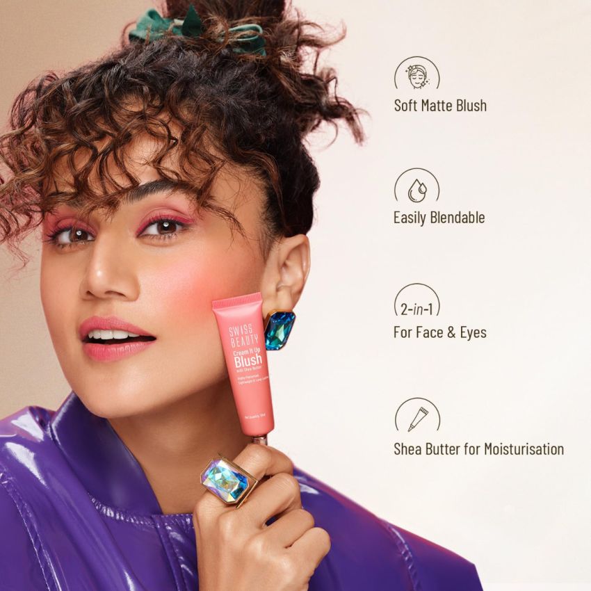 Swiss Beauty Cream It Up Blusher | Highly Pigmented | Long-lasting | Buildable & Blendable | All Skin Types | Shade- Rosy Cheeks, 10ml