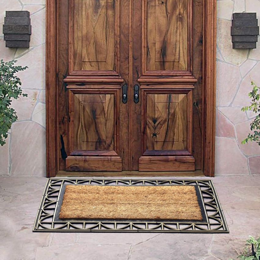 Onlymat Coir Doormat, Natural Rubber Moulded Rug with Anti-Slip and Anti-Fade Properties for Indoor and Outdoor (60 x 40 cm)