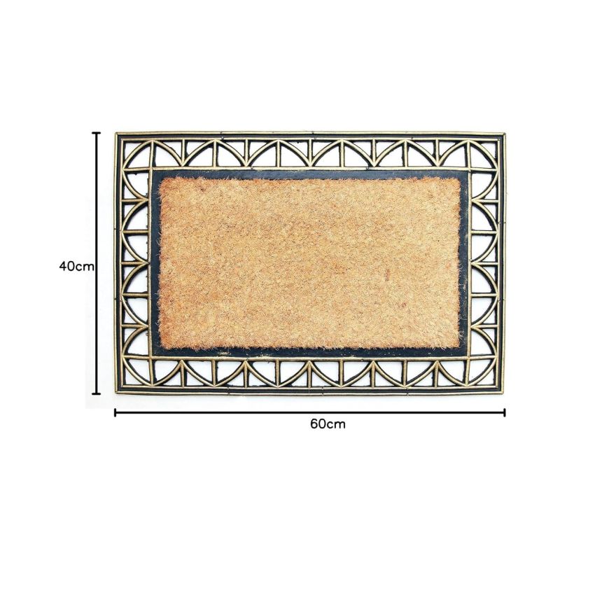 Onlymat Coir Doormat, Natural Rubber Moulded Rug with Anti-Slip and Anti-Fade Properties for Indoor and Outdoor (60 x 40 cm)