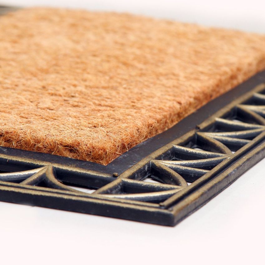Onlymat Coir Doormat, Natural Rubber Moulded Rug with Anti-Slip and Anti-Fade Properties for Indoor and Outdoor (60 x 40 cm)