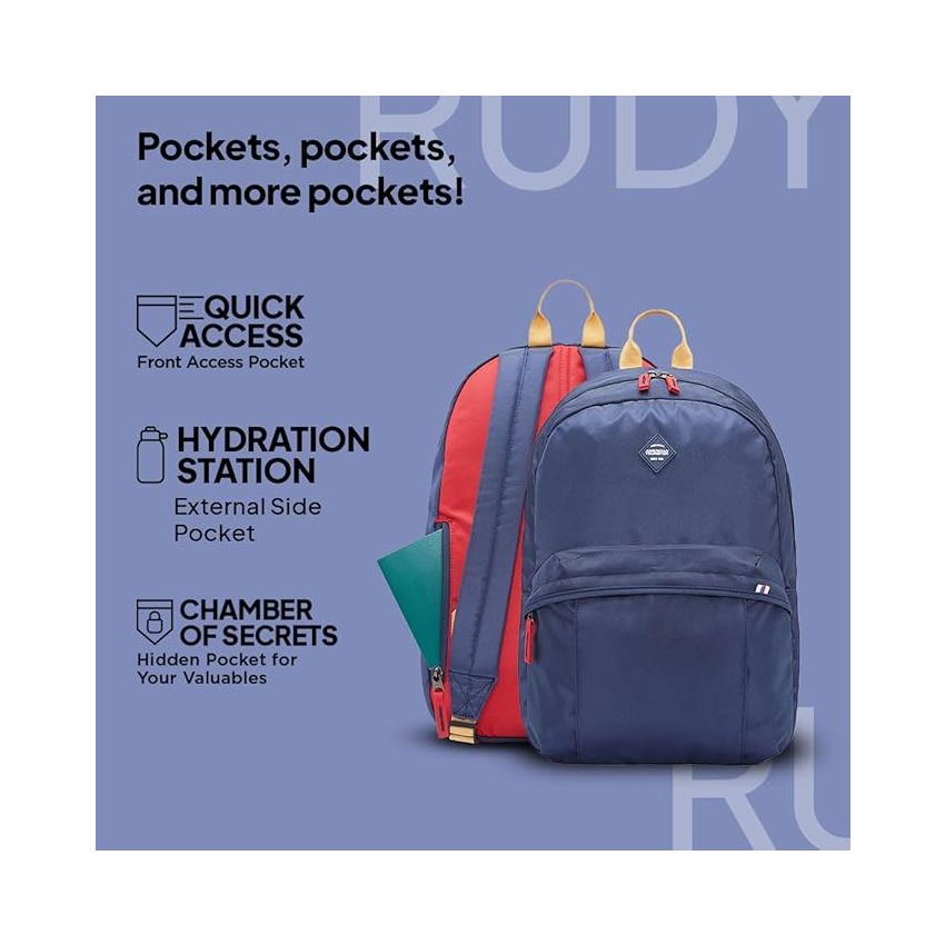 American Tourister RUDY Small Size Polyester Causal Backpack with Security Zip- Black