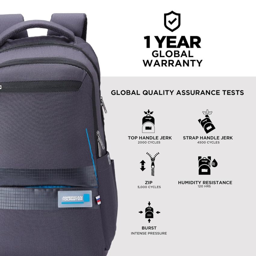 American Tourister Shaw Large Laptop Bag Travel bag, 23 Ltrs bag for men, School Bag Gift for Men Women Boys Girls Charcoal Black, with Internal Organizer, Rugged Zips 17'' inch Laptop compatible