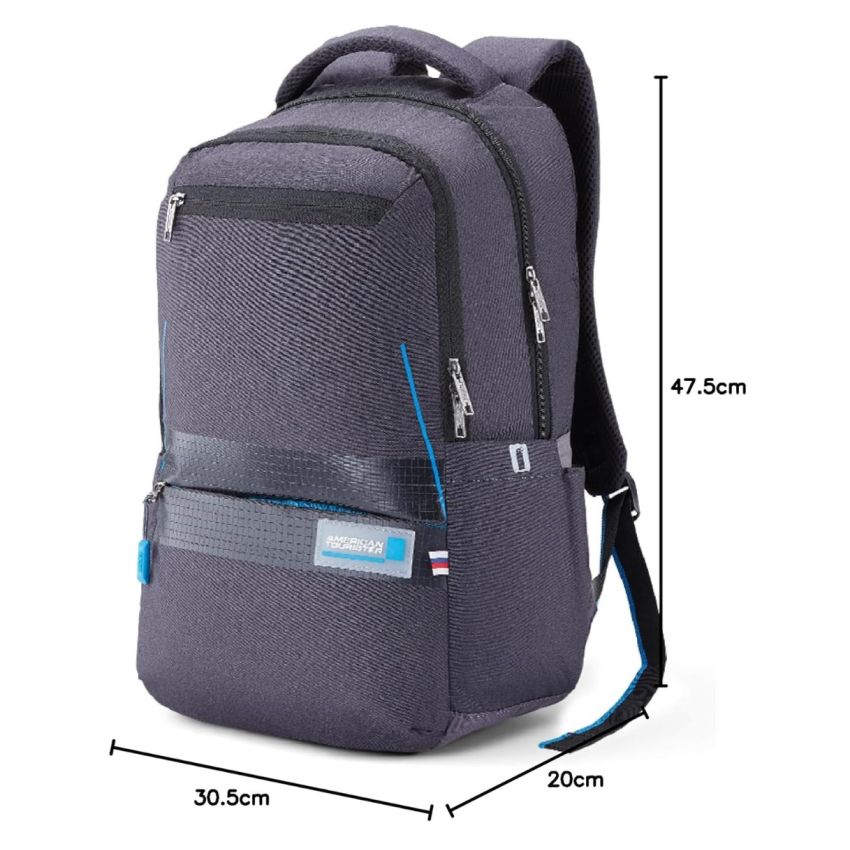 American Tourister Shaw Large Laptop Bag Travel bag, 23 Ltrs bag for men, School Bag Gift for Men Women Boys Girls Charcoal Black, with Internal Organizer, Rugged Zips 17'' inch Laptop compatible