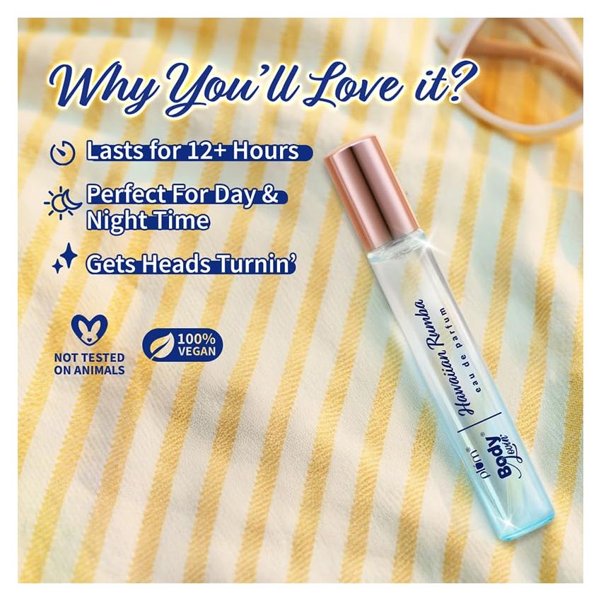 Plum BodyLovin' Hawaiian Rumba Eau De Perfum (Parfum) | Long Lasting & Premium Beachy Fragrance | Luxury Perfume for Women | Mandarin, Gardenia & Vanilla Notes | Travel Friendly | High On Fun - 15ml