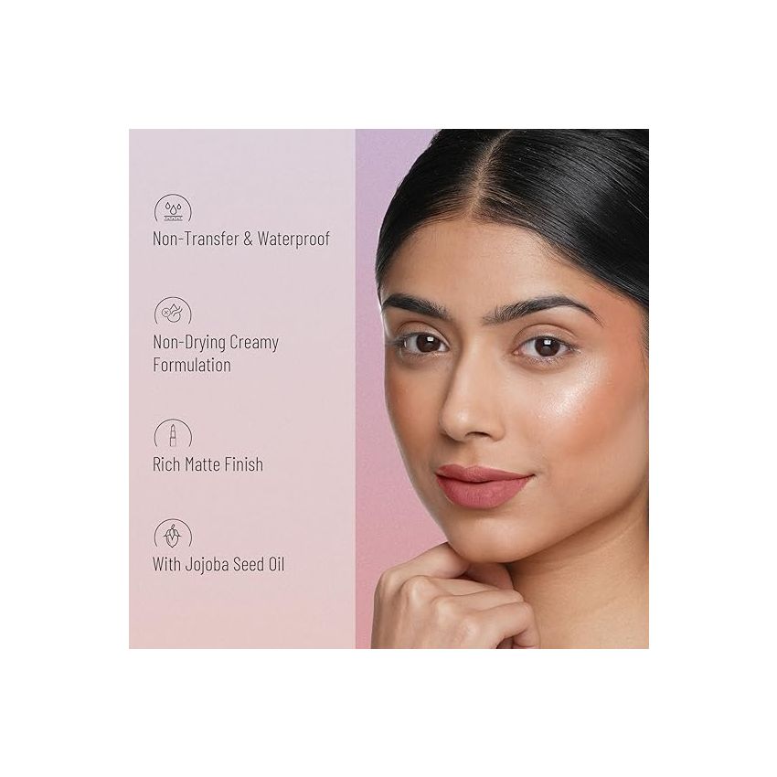 Swiss Beauty Non-Transfer Waterproof Lipstick with Jojoba Seed Oil | Matte Finish | Long-Lasting | Highly Pigmented | Shade- Rusty Nude, 3gm