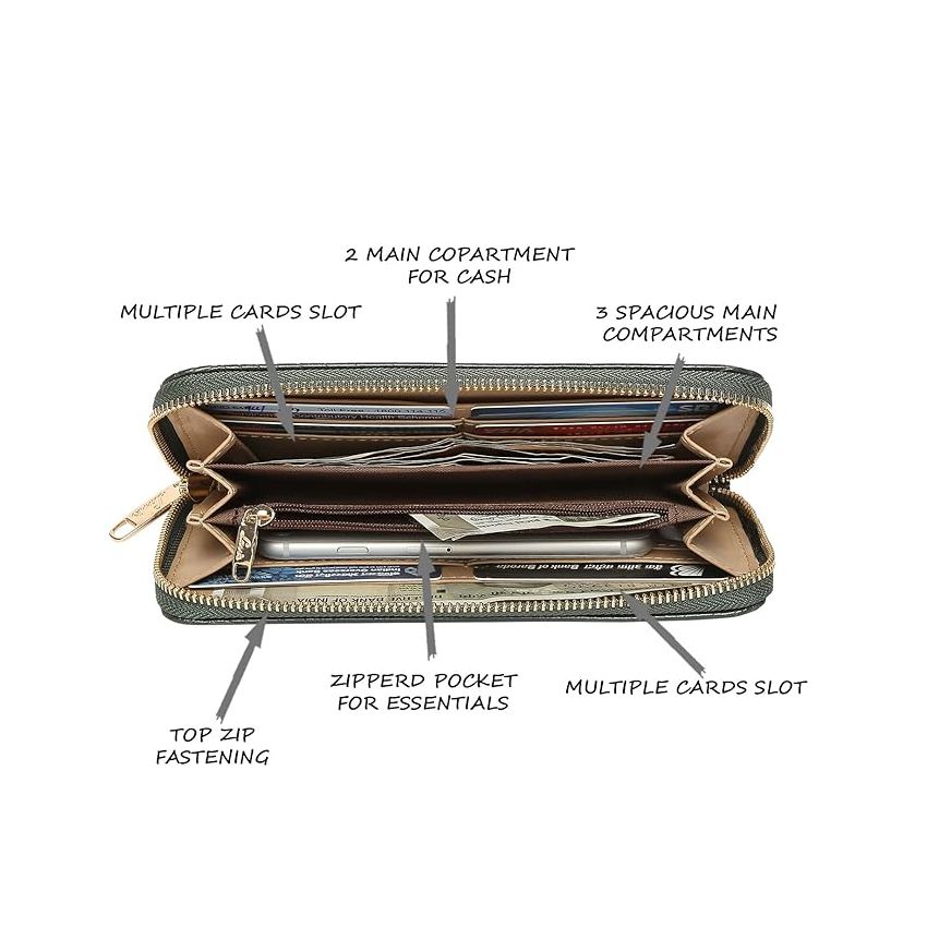 Lavie Women's Glossy Sacy Zip Around Wallet | Ladies Purse Handbag