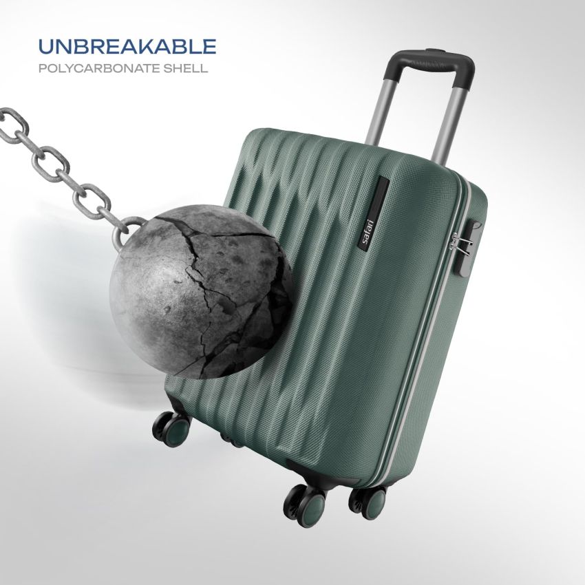 Safari Cabin Ray Neo 8 Wheels 55cm Trolley Bag, Hard Case Polycarbonate, Carry On 360 Degree Wheeling Luggage for Men & Women, Travel Bag, Suitcase for Travel, Trolley Bags for Travel, Sage Green
