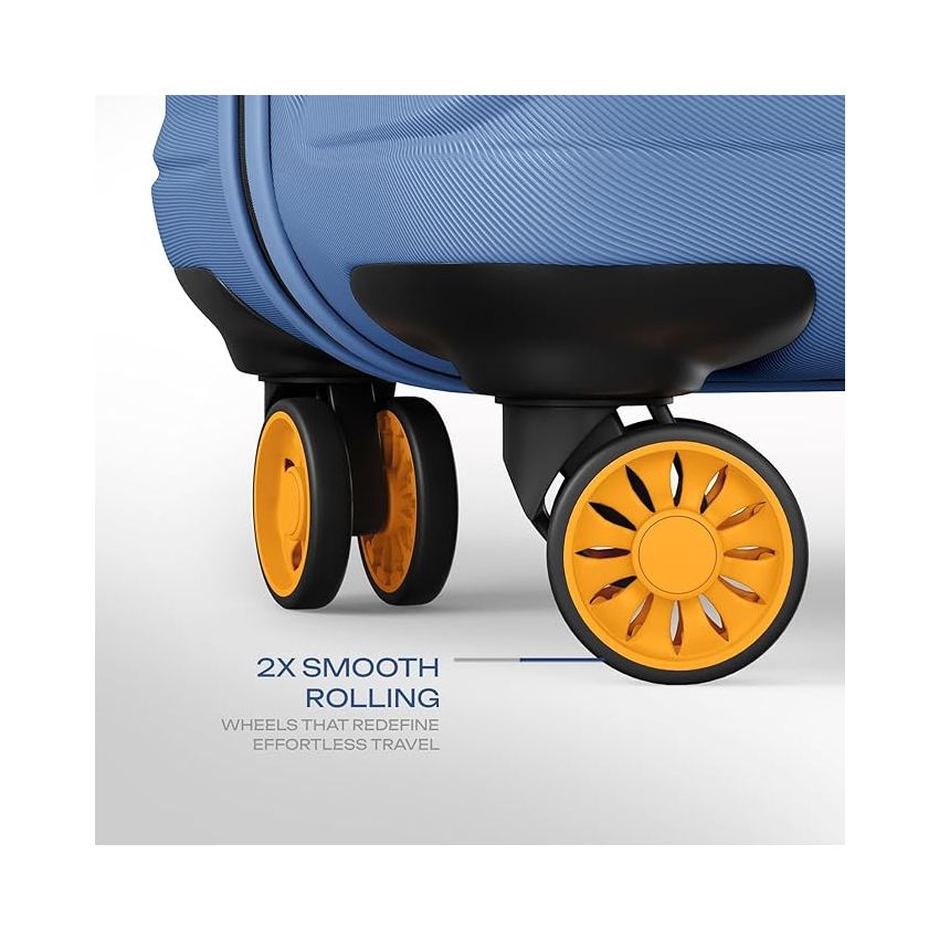 Safari Cabin Stratos 8 Wheels 55cm Size Trolley Bag, Hard Case Polycarbonate, 360?Wheeling Carry-on Luggage for Men & Women, Travel Bag, Suitcase for Travel, Trolley Bags for Travel, Steel Blue
